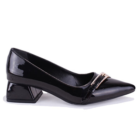 Dagoster DZA07-1274309 Siyah Rugan Klasik Topuklu Kadın Ayakkabı