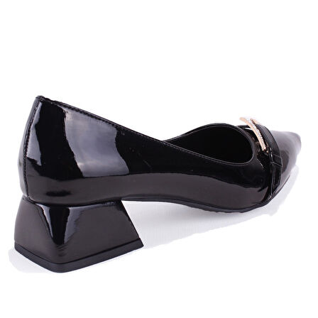 Dagoster DZA07-1274309 Siyah Rugan Klasik Topuklu Kadın Ayakkabı