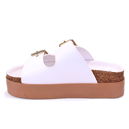 Dagoster DZA07-89023 Beyaz Ortopedik Günlük Spor Kadın Terlik