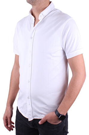 Twister 1853 Beyaz Kısa Kol Günlük Pamuklu Erkek Gömlek