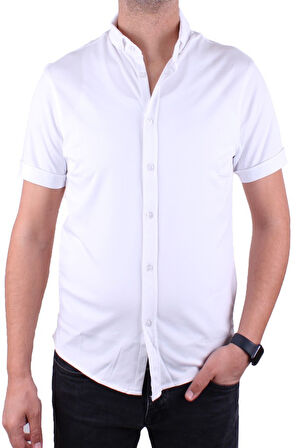 Twister 1853 Beyaz Kısa Kol Günlük Pamuklu Erkek Gömlek