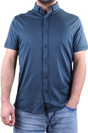 Twister 1853 Petrol Kısa Kol Günlük Pamuklu Erkek Gömlek