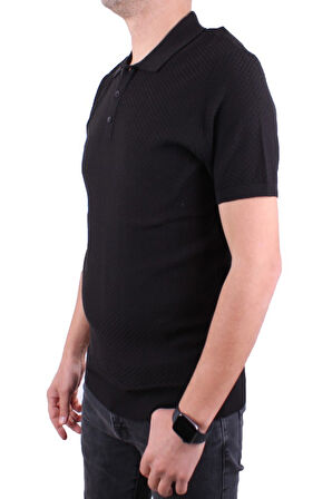 Dagoster DMG23-511231 Siyah Günlük Polo Yaka Erkek Tişört