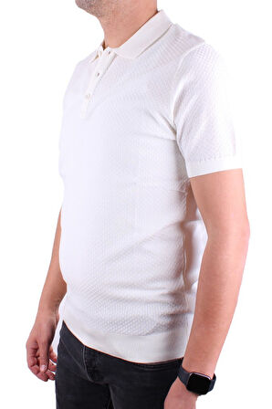 Dagoster DMG23-511231 Ekru Günlük Polo Yaka Erkek Tişört