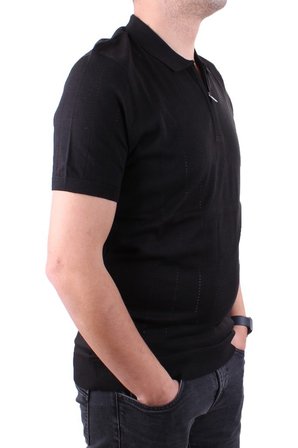 Dagoster DMG23-511228 Siyah Günlük Fermuarlı Polo Yaka Erkek Tişört