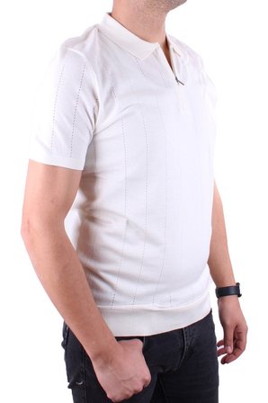 Dagoster DMG23-511228 Ekru Günlük Fermuarlı Polo Yaka Erkek Tişört
