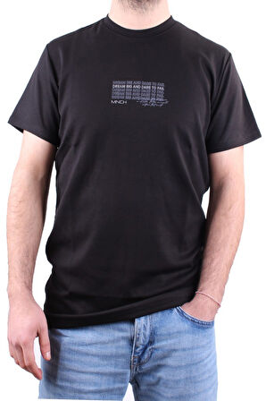 Dagoster DMG23-211676 Siyah Günlük Bisiklet Yaka Erkek Tişört