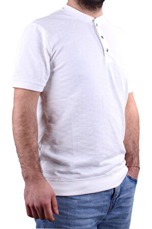 Dagoster DMG23-211240 Beyaz Günlük Hakim Yaka Erkek Tişört