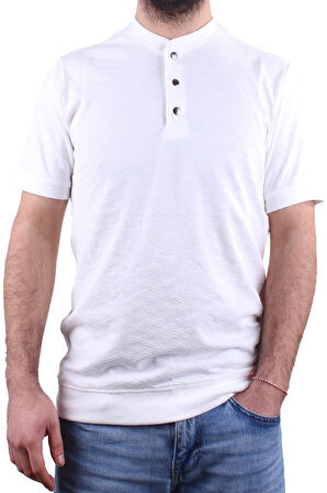 Dagoster DMG23-211240 Beyaz Günlük Hakim Yaka Erkek Tişört