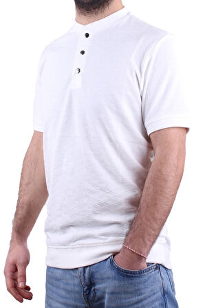 Dagoster DMG23-211240 Beyaz Günlük Hakim Yaka Erkek Tişört