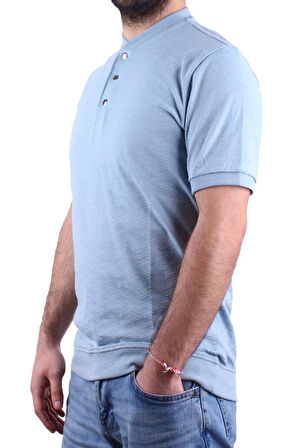 Dagoster DMG23-211240 Mavi Günlük Hakim Yaka Erkek Tişört