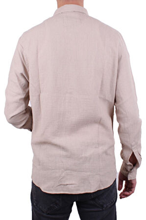 Dagoster DMG23-128281 Taş Günlük Normal Kalıp Uzun Kol Erkek Gömlek