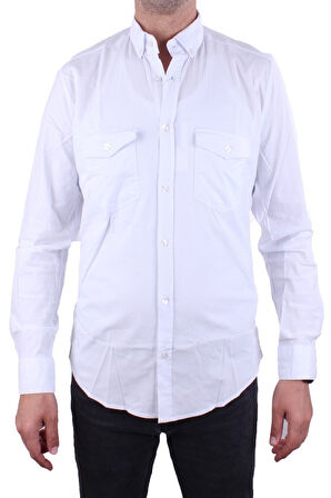 Dagoster DMG23-118783 Beyaz Poplin Günlük Normal Kalıp Uzun Kol Erkek Gömlek