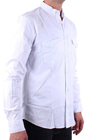 Dagoster DMG23-118783 Beyaz Poplin Günlük Normal Kalıp Uzun Kol Erkek Gömlek