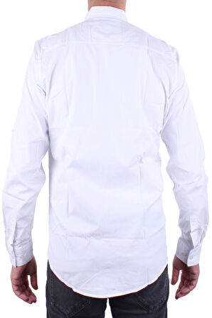 Dagoster DMG23-118783 Beyaz Poplin Günlük Normal Kalıp Uzun Kol Erkek Gömlek