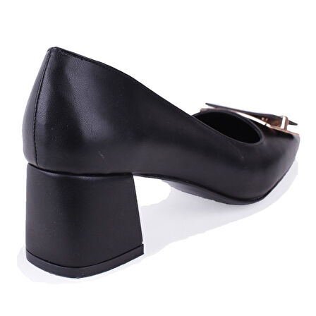 Dagoster DZA07-1219606 Siyah  Kalın Topuklu Klasik Kadın Ayakkabı