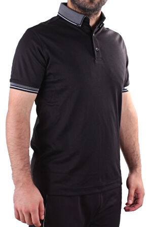 Twister 2305 Siyah Günlük Kısa Kol Normal Kesim Pamuklu Polo Yaka Erkek Tişört