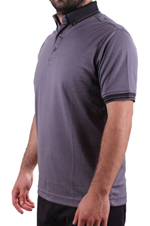 Twister 2305 Antrasit Günlük Kısa Kol Normal Kesim Pamuklu Polo Yaka Erkek Tişört