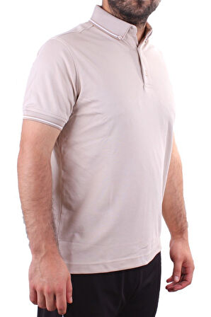 Twister 2305 Bej Günlük Kısa Kol Normal Kesim Pamuklu Polo Yaka Erkek Tişört