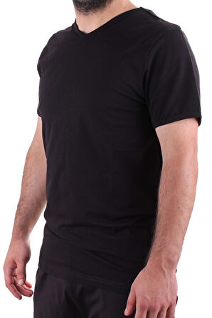 Twister Jeans 2302 Siyah Günlük Pamuklu Basıc V Yaka Erkek Tişört