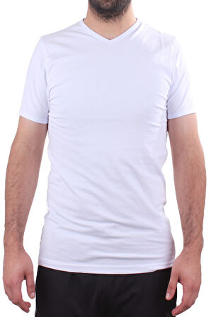 Twister Jeans 2302 Beyaz Günlük Pamuklu Basıc V Yaka Erkek Tişört