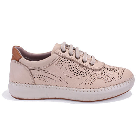 Dagoster DZA07-1236030 Bej Ortopedik Günlük Deri Kadın Ayakkabı