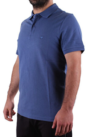 Twister 2341 İNdigo Günlük Kısa Kol Normal Kesim Pamuklu Polo Yaka Erkek Tişört