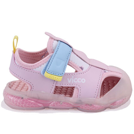 Vicco Live 332B525Y217 Pudra Ortopedik Günlük Işıklı Kız Çocuk Spor Sandalet
