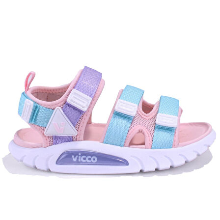 Vicco Cube 332F25Y212 Gri Pudra Ortopedik Günlük Kız Çocuk Spor Sandalet