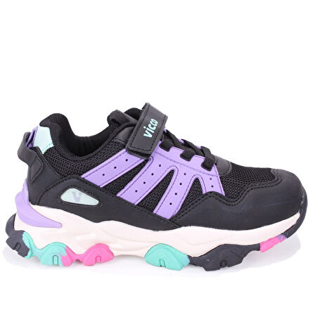 Vicco Teo 869F25K304 Siyah Mor Ortopedik Günlük Kız Çocuk Spor Ayakkabı