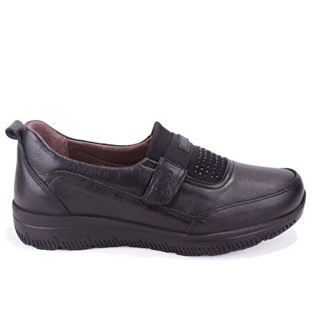 Dagoster DZA07-122042648 Siyah Ortopedik Günlük Deri Kadın Ayakkabı