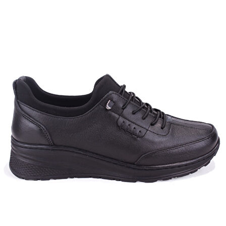 Dagoster DZA07-122044644 Siyah Ortopedik Günlük Deri Kadın Ayakkabı