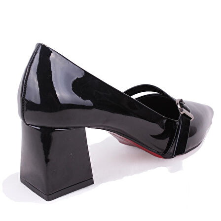 Dagoster DZA07-129604 Siyah Rugan Klasik Topuklu Kadın Ayakkabı