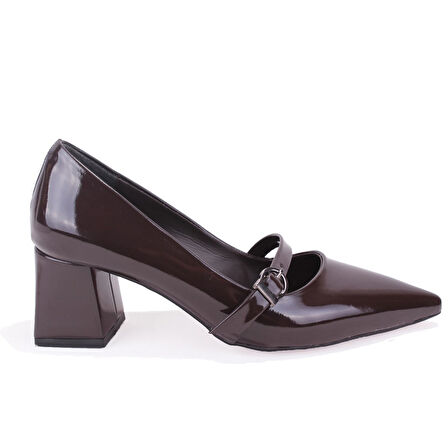 Dagoster DZA07-129604 Kahve Rugan Klasik Topuklu Kadın Ayakkabı