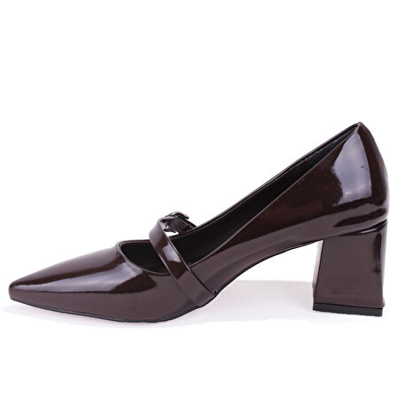 Dagoster DZA07-129604 Kahve Rugan Klasik Topuklu Kadın Ayakkabı