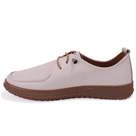 Dagoster DZA07-12981124 Ekru Ortopedik Günlük Deri Kadın Ayakkabı