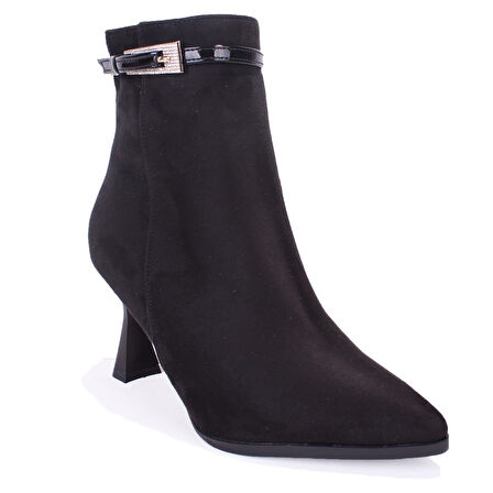 Dagoster DZA07-11332005 Siyah Süet Klasik Topuklu Kadın Bot