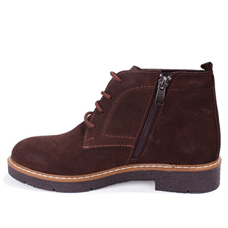 Dagoster DZA07-1236028 Kahve Süet Günlük Düz Topuk Deri Kadın Bot