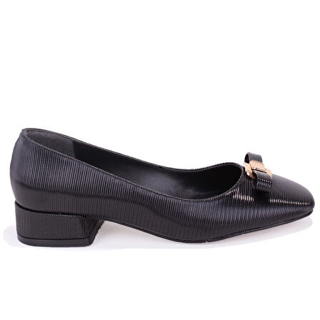 Dagoster DZA07-108526415 Siyah Rugan Klasik Topuklu Kadın Ayakkabı