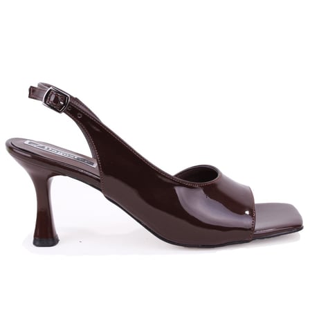 Dagoster DZA07-1296155 Kahve Rugan 7,5 cm İnce Topuklu Klasik Kadın Ayakkabı