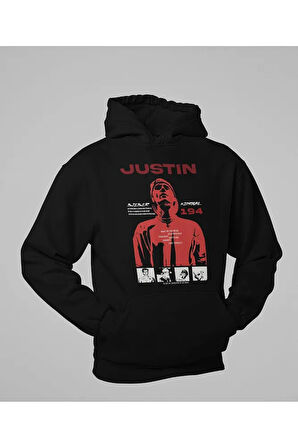 Justin Bieber Baskılı Unisex Oversize Şarkıcı Hoodie