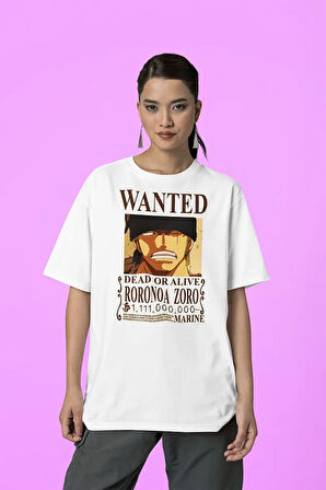 Wanted Roronoa Zoro Unisex Tişört, Oversize Anime Karakter Tişört