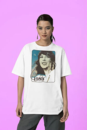 1989 Taylor Swift Baskılı Unisex Tişört, Oversize Şarkıcı Tişört