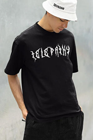 Telepathy Baskılı Unisex Tişört, Oversize Özel Tasarım Tişört