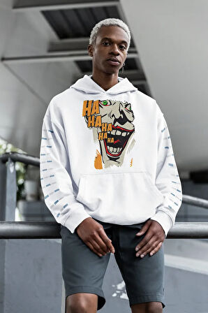 Ha Ha Ha Yazılı Joker Baskılı Unisex Oversize Dc Hoodie