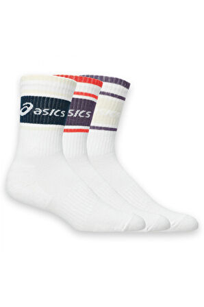 Asics 3033B879 3 Pack Asics Logo Crew Sock Çorap Beyaz Unisex Çorap