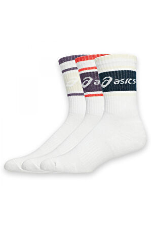 Asics 3033B879 3 Pack Asics Logo Crew Sock Çorap Beyaz Unisex Çorap