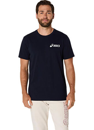 Asics 2031E659-402 ASICS CHEST LOGO SS TE Siyah Yuvarlak Yaka Normal Baskılı Erkek T-Shirt