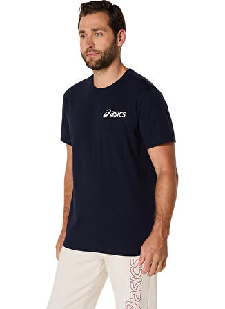 Asics 2031E659-402 ASICS CHEST LOGO SS TE Siyah Yuvarlak Yaka Normal Baskılı Erkek T-Shirt