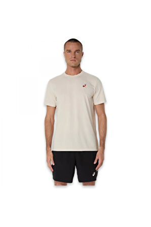 Asics 2041A348 Court Graphic Ss Top Krem Erkek T-Shirt